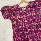Frock Feeding Nighty, Free Size, Ankle Length, Tie-Up, Puff Sleeve Sleepwear in Softest Cotton Fabric (Bra Size 34"-38" | 50”-52″ length)